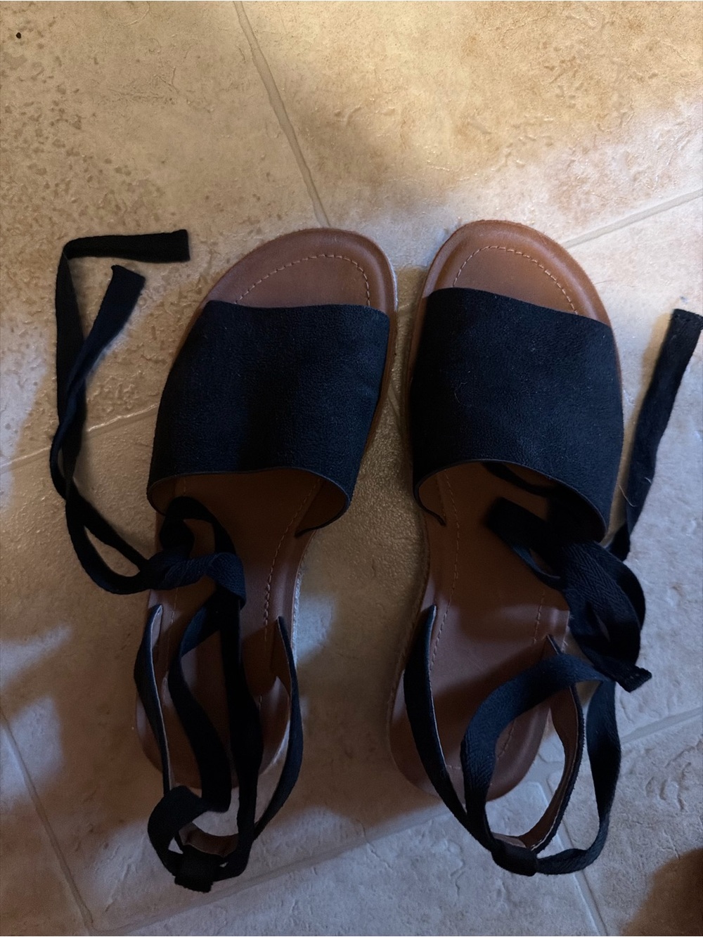 Black Lace-Up Women’s Flat Sandals